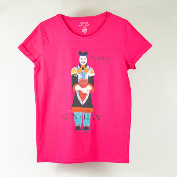 Camiseta Mujer Fucsia Entallada Guerreros de Terracota