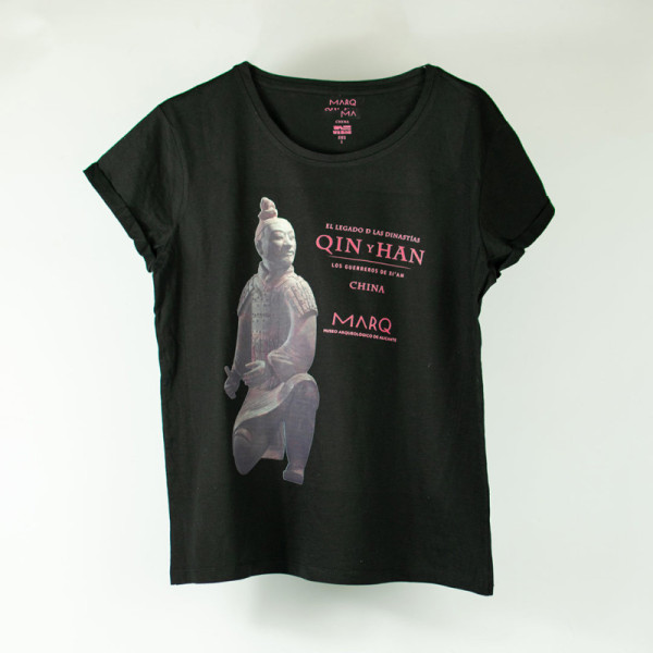 Camiseta Mujer Negra Holgada Guerreros de Terracota